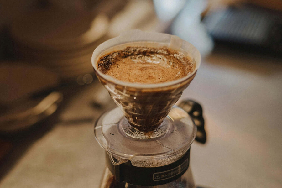 Hario V60 pour-over dripper brewing bright coffee